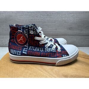MLB Atlanta Braves FOCO High Top Canvas Sneakers Youth Size 4-5